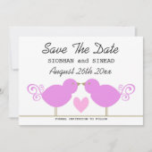 Save The Date Mignons Oiseaux Roses Mariage Lesbien Enregistrer  (Devant)