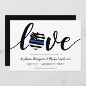 Save The Date Mince Ligne Bleue Police Mariage de l'application  (Devant / Derrière)
