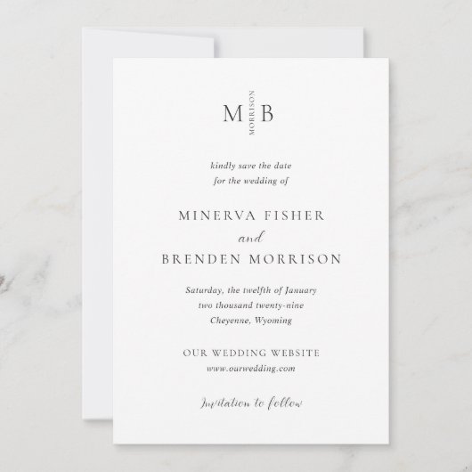 Save The Date Minerva Moderne Mariage élégant (Devant)