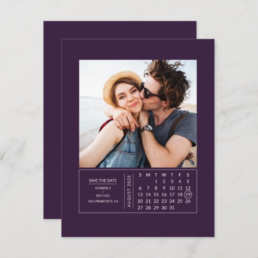 Save The Date Mini calendrier minimal moderne Enregistrer la pho (Devant / Derrière)