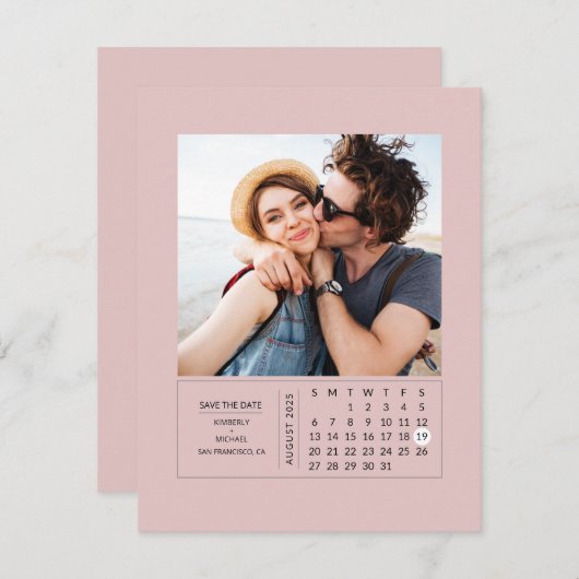 Save The Date Mini calendrier minimal moderne Enregistrer la pho (Devant / Derrière)