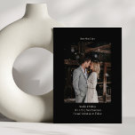 Save The Date Mini Chic Noir Élégant Mariage Photo personnalisée<br><div class="desc">Minimaliste chic noir élégant mariage personnalisé Photo Enregistrer la date</div>