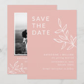 Save The Date Mini Élégant Rose Bleu Enregistrer La Photo Date (Devant / Derrière)