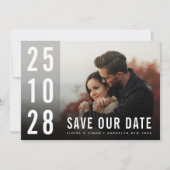 Save The Date Mini moderne Grand Gras Monogramme Photo QR Code (Devant)