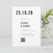 Save The Date Mini moderne Grand Gras Monogramme Photo QR Code (Debout devant)