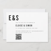 Save The Date Mini moderne Grand Gras Monogramme Photo QR Code (Dos)