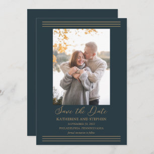 Save The Date Mini-or photo moderne   Turquoise foncé