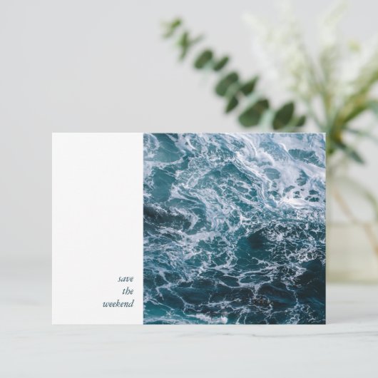Save The Date Mini photo moderne Blue Ocean Mariage Week-end (Debout devant)