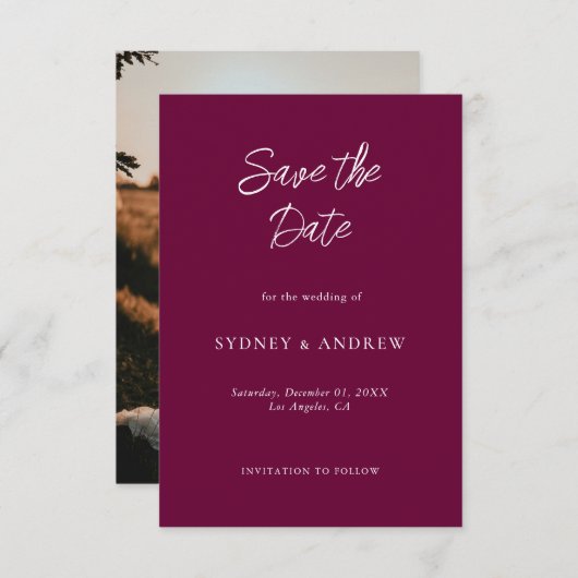 Save The Date Mini photo romantique de Bourgogne (Devant / Derrière)