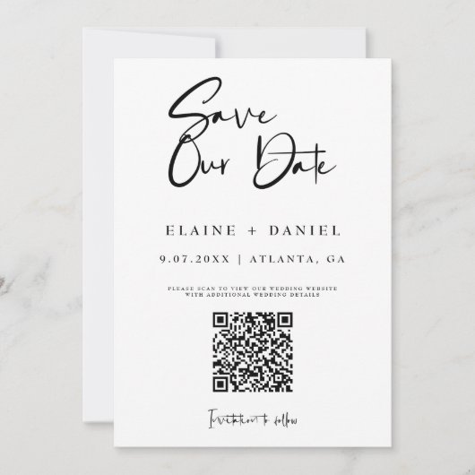 Save The Date Mini script QR Code photo (Devant)