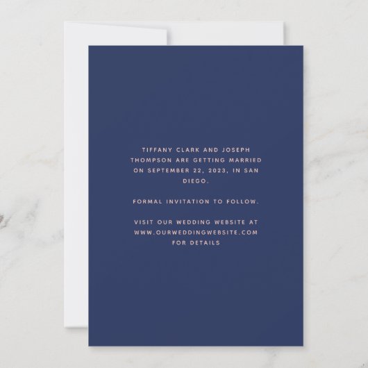 Save The Date Mini un script photo bleu marine Blush (Dos)