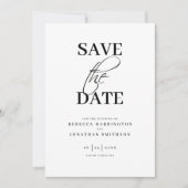 Save The Date Miniature Élégante Photo Mariage noir blanc (Devant)