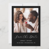 Save The Date Minimal 2-Photo Script Noir (Devant)