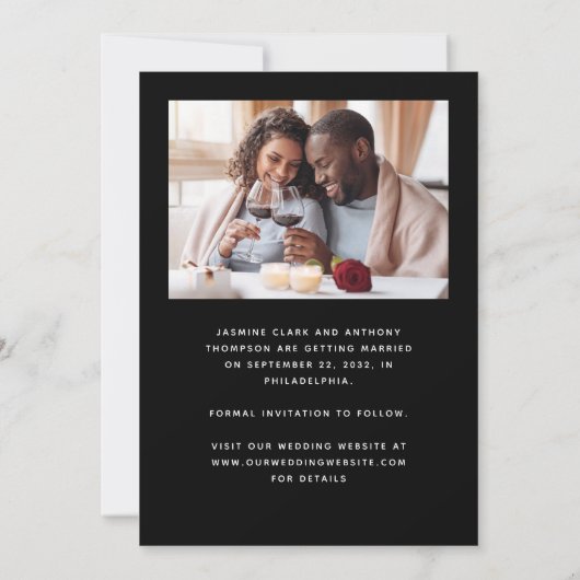 Save The Date Minimal 2-Photo Script Noir (Dos)