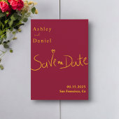 Save The Date Minimal Bourgogne Et Or Élégant Mariage Chic