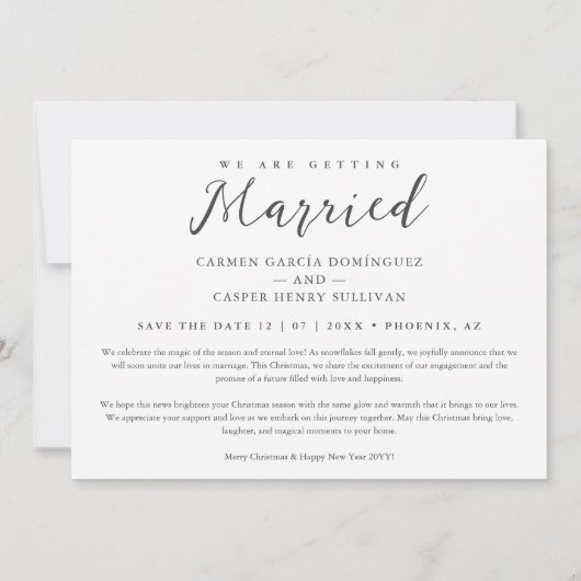 Save The Date Minimal Christmas Wedding Photo Cute Script (Dos)