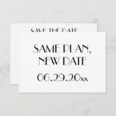 Save The Date Minimal Deco Mariage Blanc Même Plan Nouvelle Date (Devant / Derrière)