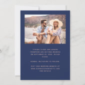 Save The Date Minimal Deux Photos Bleu Nuit Blush Script (Dos)