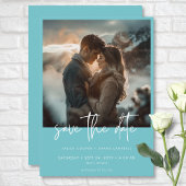 Save The Date Minimal Dusty Aqua Turquoise Modern Photo Mariage