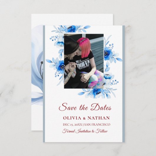 Save The Date Minimal Elegant Text & Photo Design / Wedding (Devant / Derrière)
