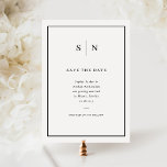 Save The Date Minimal et chic | Mariage frontalier noir et blanc<br><div class="desc">Ce mariage élégant et moderne sauve les cartes datées avec un design minimaliste simple en noir et blanc,  avec un cadre classique à la bordure. Ajoutez vos initiales ou votre monogramme pour les rendre complètement vôtres.</div>