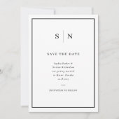 Save The Date Minimal et chic | Mariage frontalier noir et blanc (Devant)