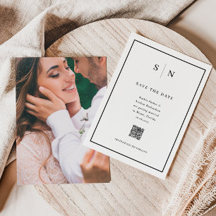 Save The Date Minimal et chic Retour photo et Mariage de code