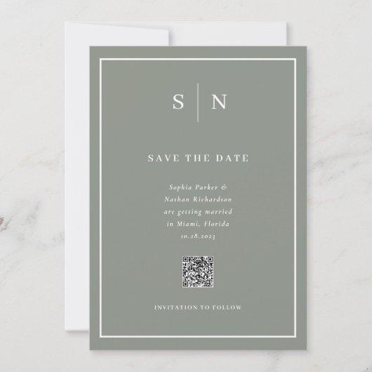 Save The Date Minimal et chic | Retour photo et Mariage de code (Devant)