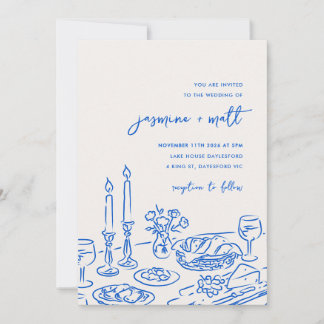 Save The Date Minimal Hand Drawn Whimsical Doodle Wedding Invite
