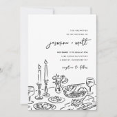 Save The Date Minimal Hand Drawn Whimsical Doodle Wedding Invite (Devant)