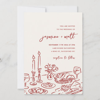 Save The Date Minimal Hand Drawn Whimsical Doodle Wedding Invite