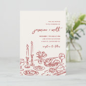 Save The Date Minimal Hand Drawn Whimsical Doodle Wedding Invite (Debout devant)
