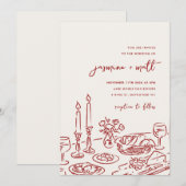 Save The Date Minimal Hand Drawn Whimsical Doodle Wedding Invite (Devant / Derrière)