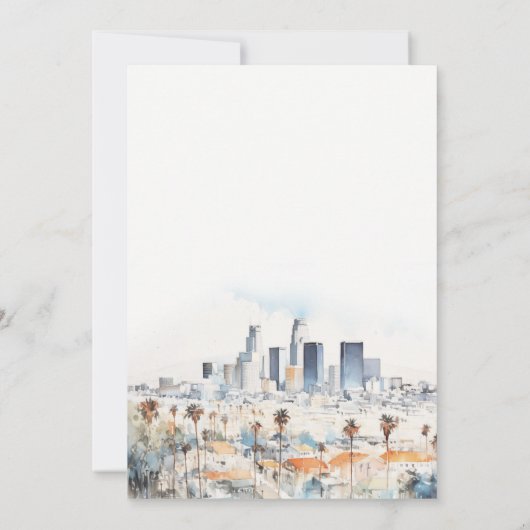 Save The Date Minimal Los Angeles, Californie Mariage d'aquarell (Dos)
