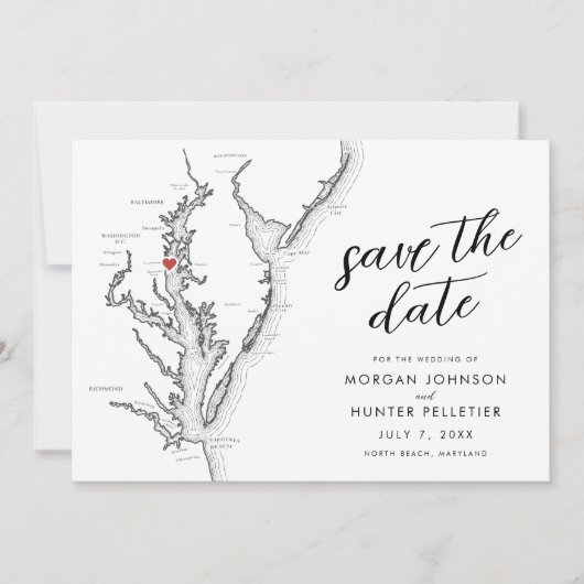 Save The Date Minimal Modern North Beach MD Wedding (Devant)