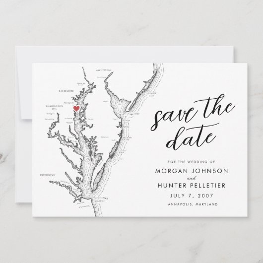 Save The Date Minimal moderne Annapolis Chesapeake Bay Mariage (Devant)
