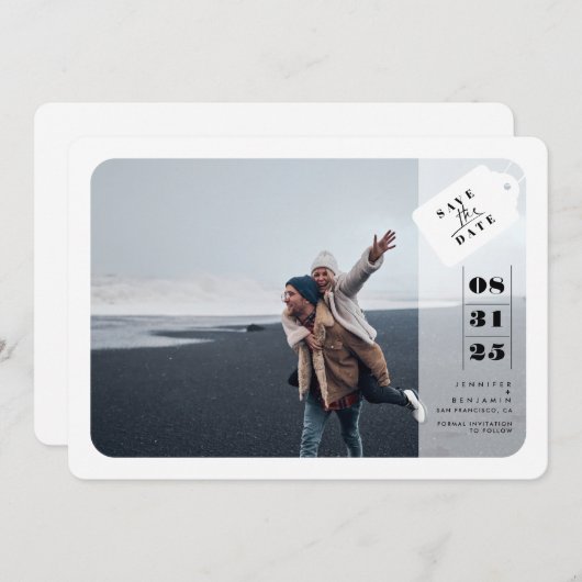 Save The Date Minimal moderne Décontracté Enregistrer la photo d (Devant / Derrière)