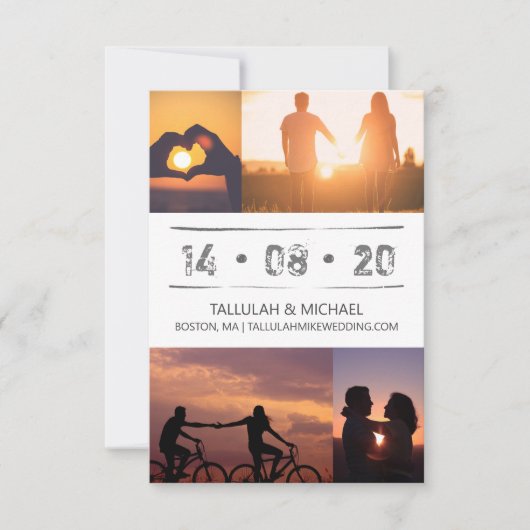 Save The Date Minimal moderne photo Collage Mariage de typograph (Devant)