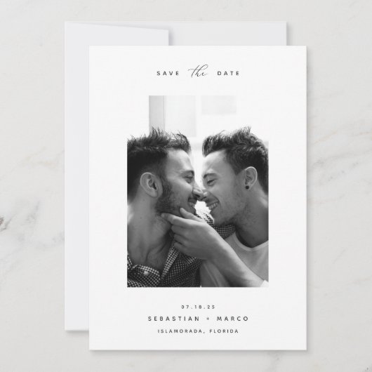 Save The Date Minimal moderne | Photo verticale simple et élégan (Devant)