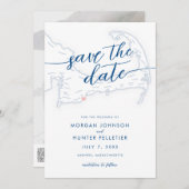 Save The Date Minimal Moderne Popponesset Inn Map Enregistrer La (Devant / Derrière)