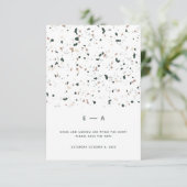 Save The Date Minimal moderne Terrazzo Motif vert rose Mariage (Debout devant)