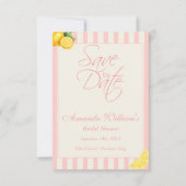 Save The Date Minimal Rayures Peche Lemons Baby Shower Mariage (Devant)
