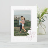 Save The Date Minimal rose Anémone Art Floral Mariage (Debout devant)