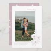 Save The Date Minimal rose Anémone Art Floral Mariage (Devant / Derrière)