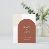 Save The Date Minimal Rustic Terracotta Boho Arch Script Wedding (Debout devant)