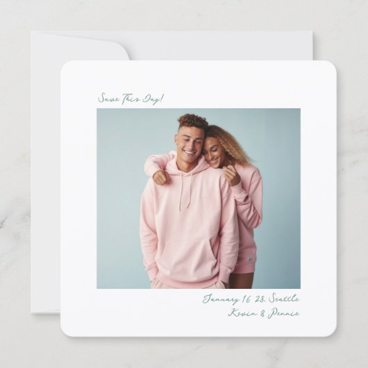 Save The Date minimal sage green Insta Film Photo Wedding  (Devant)