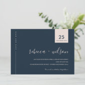 SAVE THE DATE MINIMAL SCANDI MODERNE MARINE BLUSH ROSE TYPOGRAPH (Debout devant)
