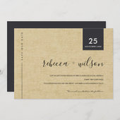 SAVE THE DATE MINIMAL SCANDI RUSTIQUE OCHER LINEN TYPOGRAPHIE DE (Devant / Derrière)