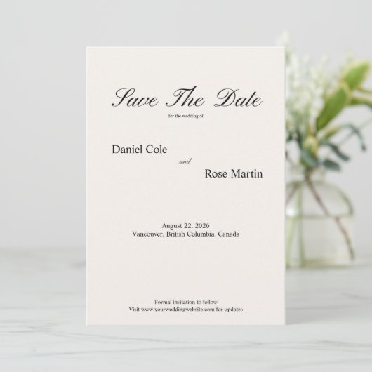 Save The Date Minimal Script Soft Simple Wedding (Debout devant)
