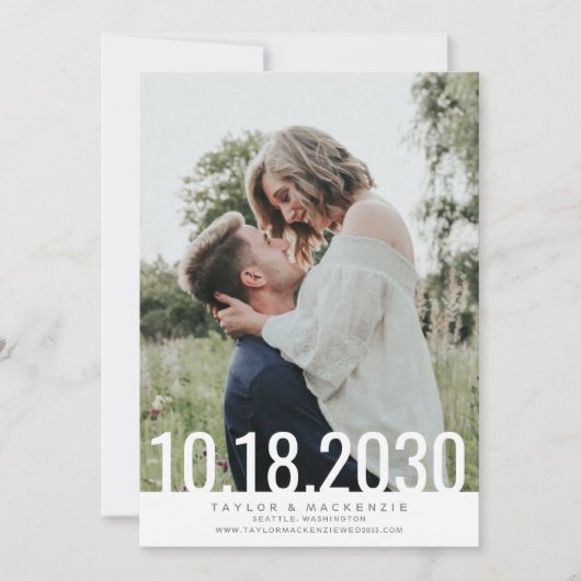 Save The Date Minimal Simple Gras Date Superposé Mariage Sauvega (Devant)